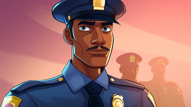 Photo gratuit portrait d'un policier en style dessin animé