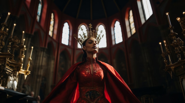 Photo gratuite portrait de reine médiévale avec couronne sur la tête