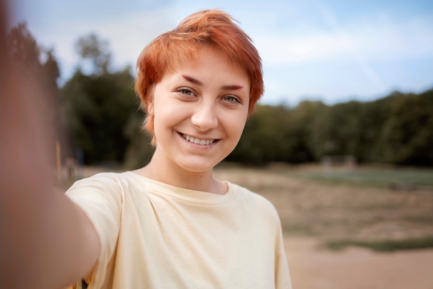 Portrait selfie pour appel vidéo