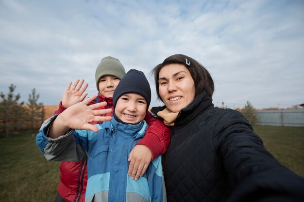 Portrait selfie pour appel vidéo