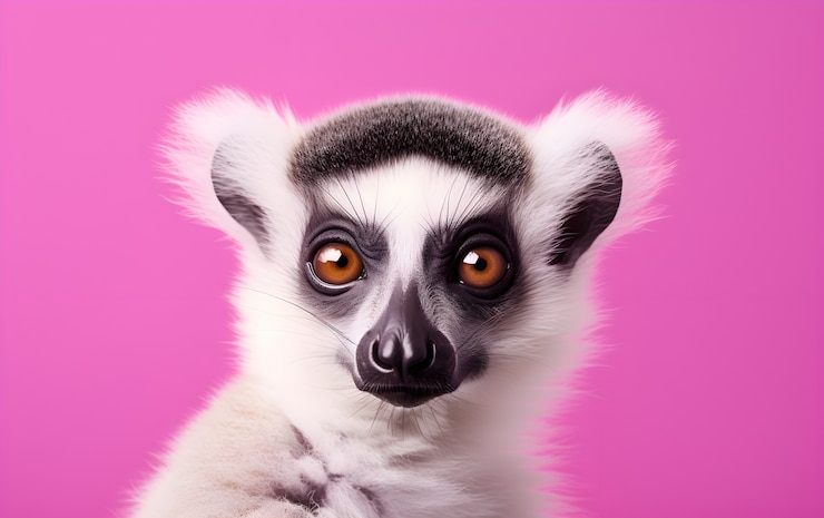 Photo gratuit portrait de singes en gros plan sur fond rose