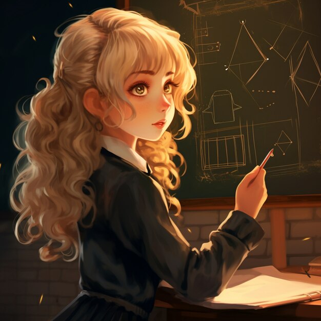 Portrait en style anime d'un jeune étudiant qui va à l'école