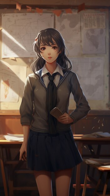 Portrait en style anime d'un jeune étudiant qui va à l'école