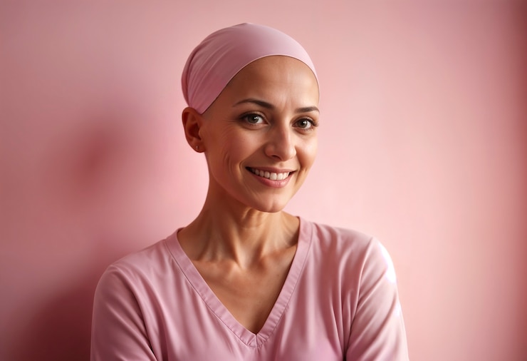 Photo gratuit portrait d'une survivante du cancer du sein souriante