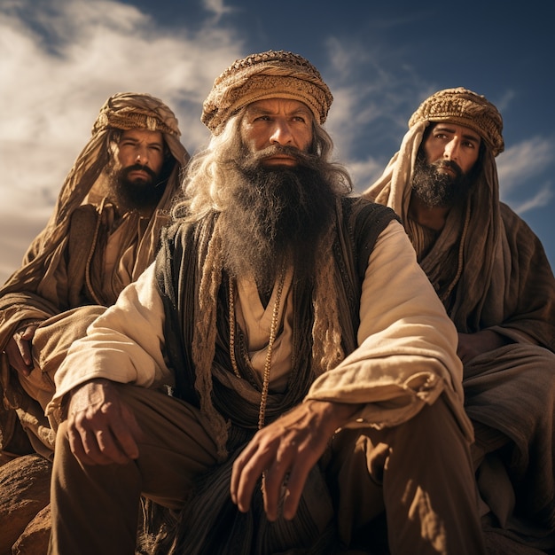 Photo gratuite portrait des trois hommes barbus