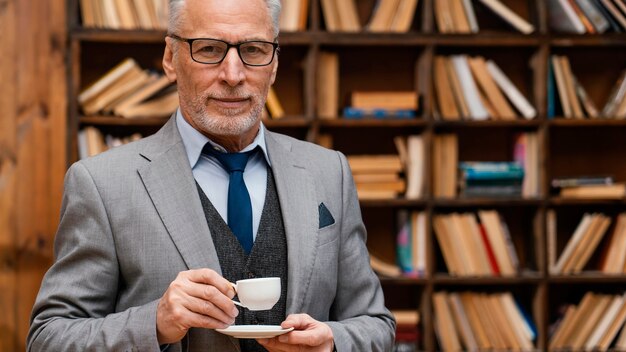 Portrait vieil homme élégant