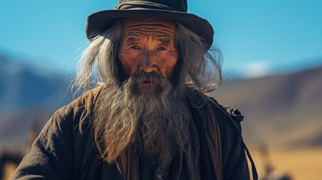 Portrait d'un vieil homme en vue avant