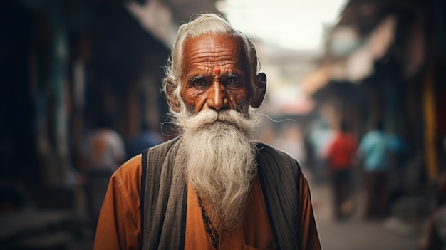 Photo gratuite portrait d'un vieil homme en vue avant