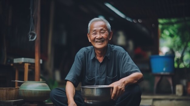 Portrait d'un vieil homme en vue avant