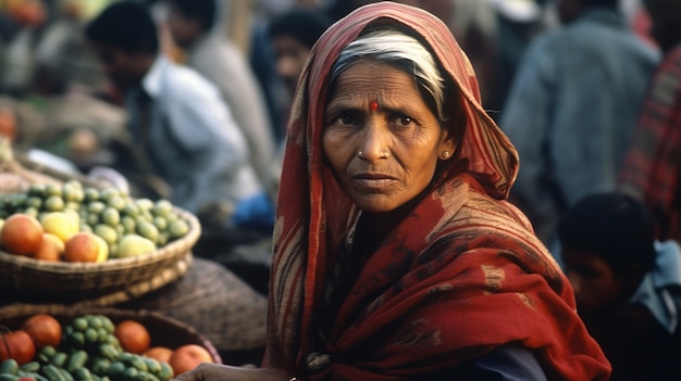 Portrait de vieille femme indienne