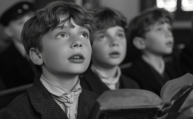 Portraits de la première communion d'enfants de taille moyenne