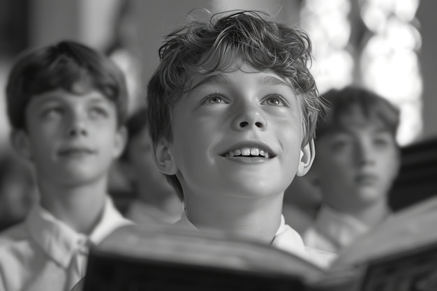 Portraits de la première communion d'enfants de taille moyenne