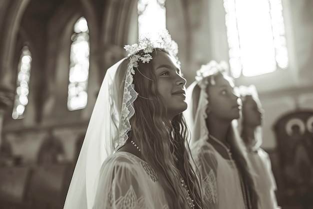 Photo gratuite portraits de la première communion d'enfants de taille moyenne