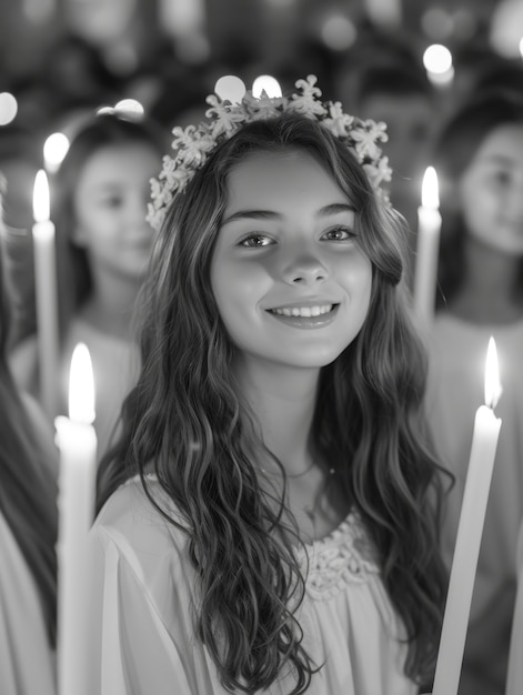 Portraits de la première communion d'enfants de taille moyenne