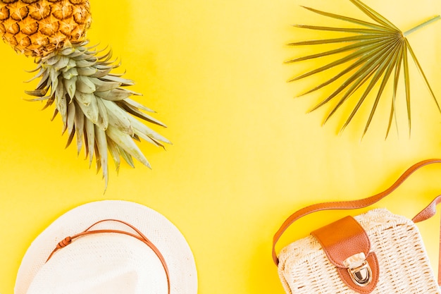 Pose plate d&#39;ananas avec accessoires d&#39;été