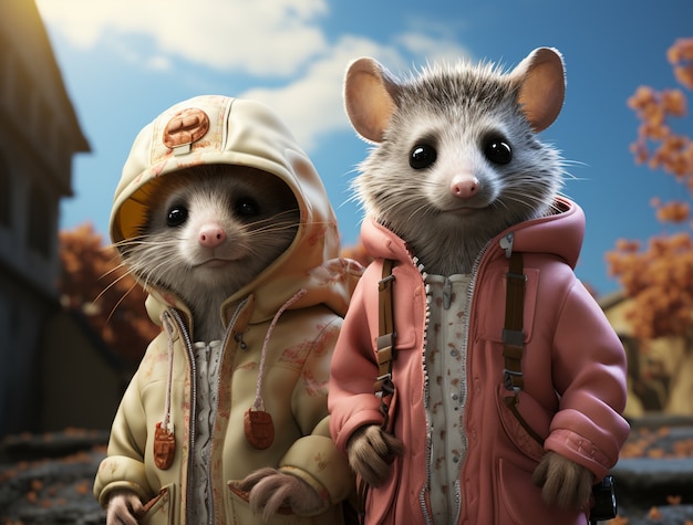 Photo gratuite un possum mignon qui porte des vêtements .