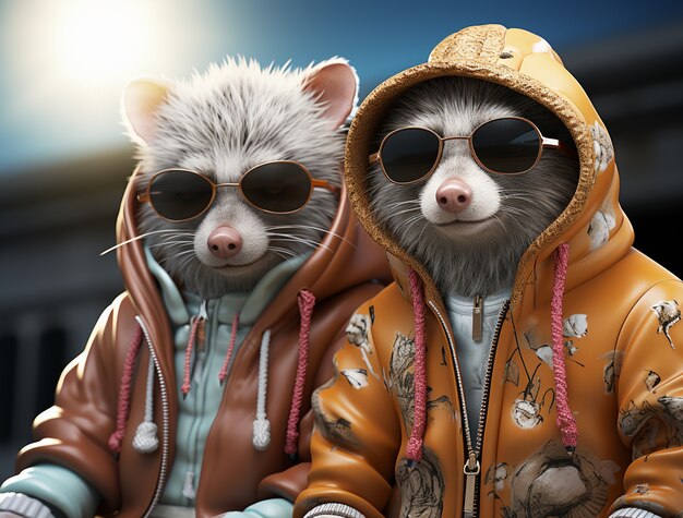 Photo gratuite un possum mignon qui porte des vêtements .