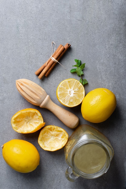 Pot vue de dessus avec limonade maison