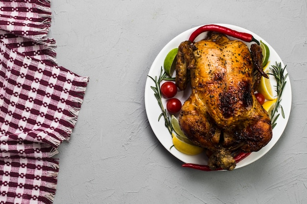 Poulet frit près de serviette