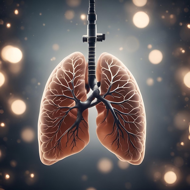 Photo gratuite poumons humains avec illustration 3d de la moelle bronchique, antécédents médicaux