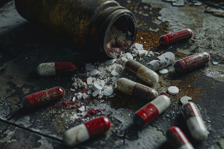 Photo gratuit prendre des médicaments dans un environnement sombre