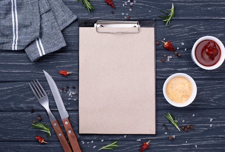 Photo gratuit presse-papiers avec couverts