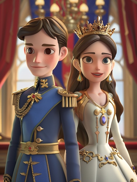 Photo gratuite la princesse et le prince en 3d