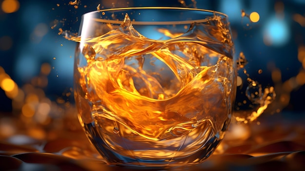Photo gratuite prise de vue cinématographique d'un verre de whisky