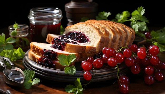 Photo gratuite produit alimentaire à base de confiture de framboise