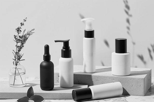 Photo gratuite produit de beauté noir et blanc