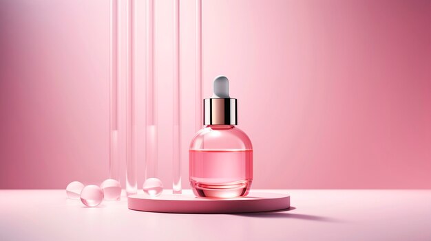 Produit cosmétique de beauté et de soins aux tons roses