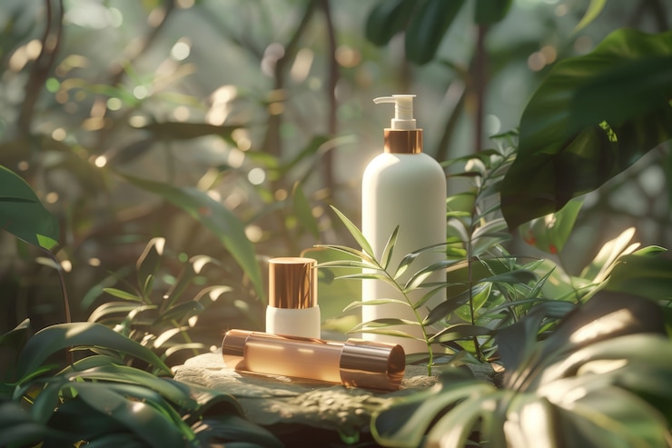 Photo gratuit produit cosmétique esthétique de rêve avec un fond frais
