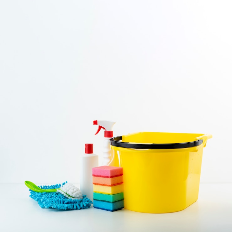 Photo gratuit produits sanitaires avec espace de copie