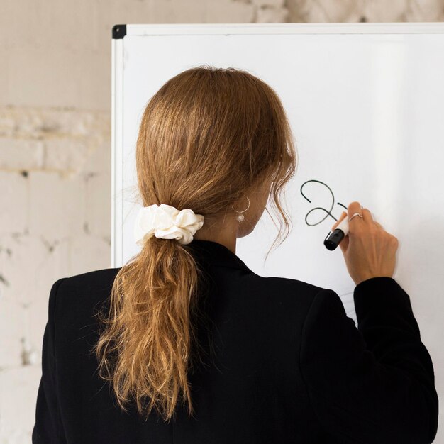 Professeur de portrait écrit sur tableau blanc