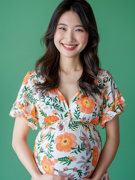 Photo gratuite profile d'une femme enceinte asiatique