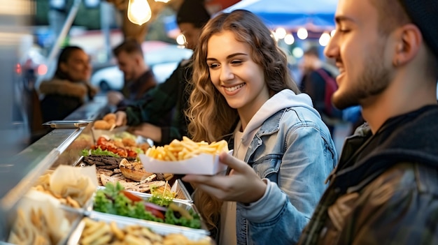 Photo gratuite profiter du festival de la nourriture de rue