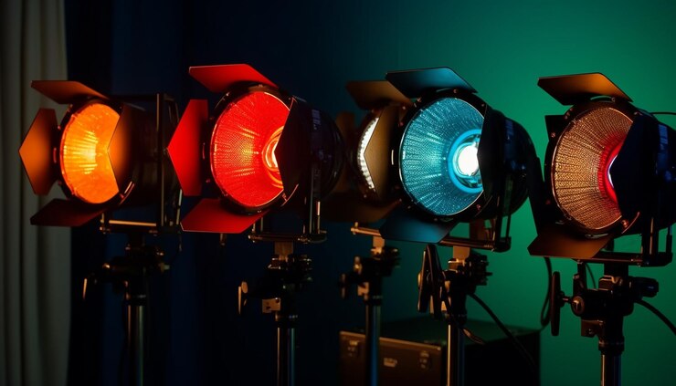 Photo gratuit un projecteur éclaire un interprète sur le sol d'un théâtre généré par l'ia
