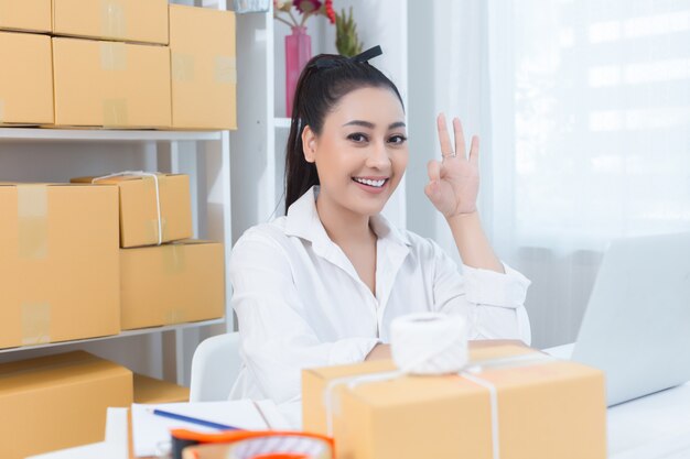 propriétaire d&#39;entreprise travaillant au bureau à domicile