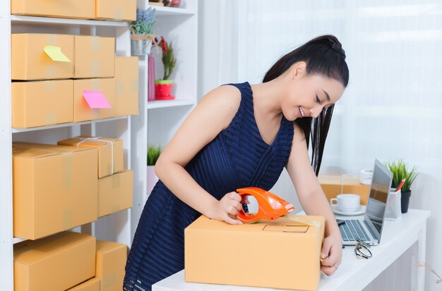 propriétaire d&#39;entreprise travaillant au bureau à domicile