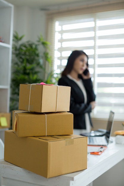 propriétaire d&#39;entreprise travaillant au bureau à domicile