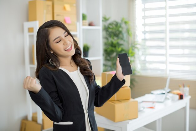 propriétaire d&#39;entreprise travaillant au bureau à domicile