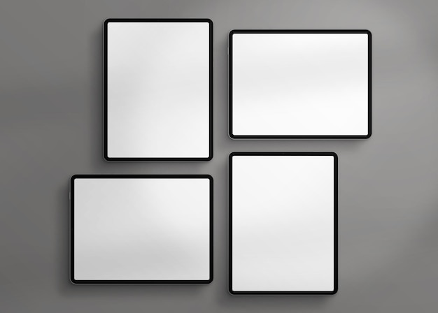 Photo gratuite quatre tablettes blanches unies pro dans une composition élégante