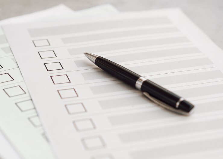 Photo gratuit questionnaires pour élections multiples à angle élevé