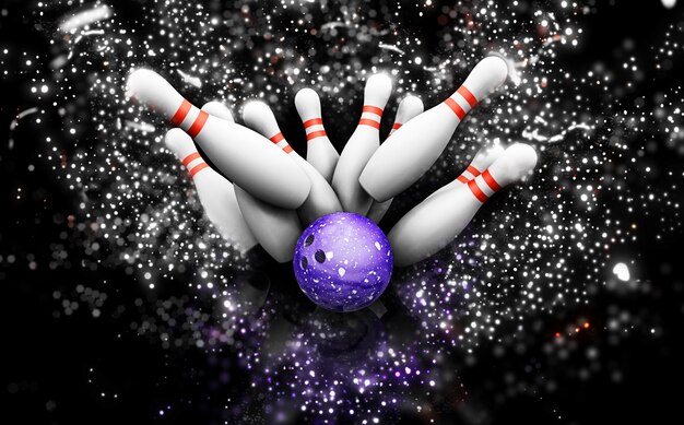 Quilles de bowling 3D avec effet scintillant