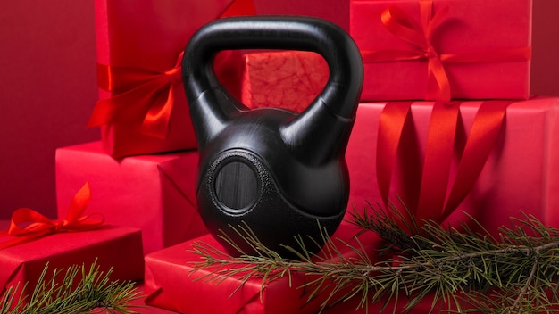 Équipement de fitness et de gym avec thème et décorations de noël