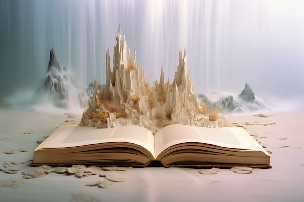 Photo gratuite raconter des contes de fées avec un concept de livre ouvert