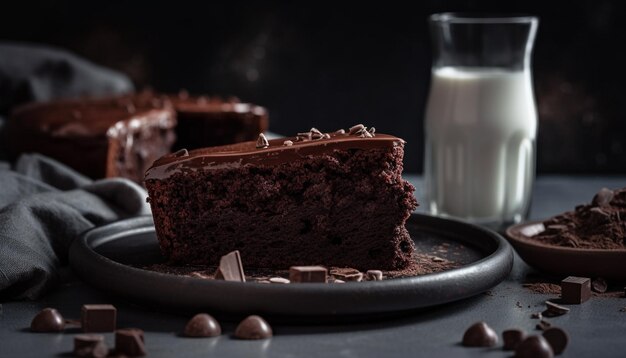 Rafraîchissement au chocolat noir maison en tranches de cacao indulgent généré par l'IA