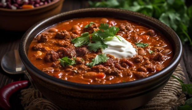 Ragoût de bœuf fait maison avec légumes frais et apéritif de pain rustique généré par l'IA