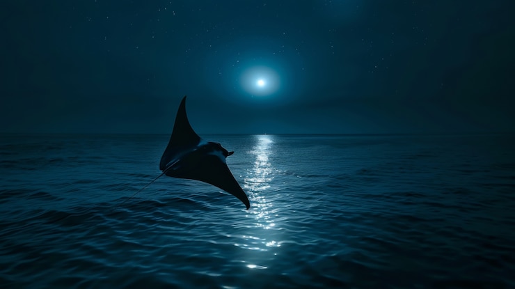 Photo gratuit une raies manta réaliste dans l'eau de mer
