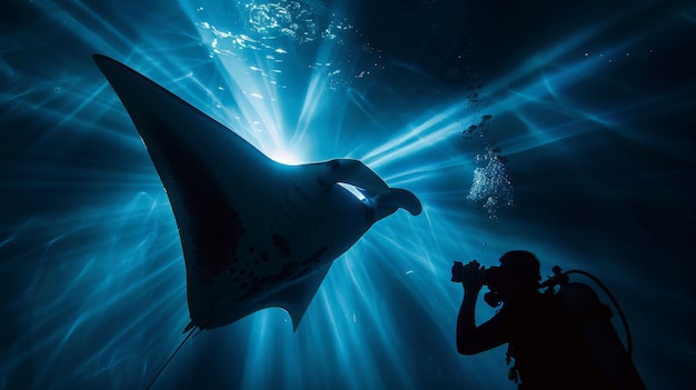 Photo gratuite des raies manta réalistes sous l'eau